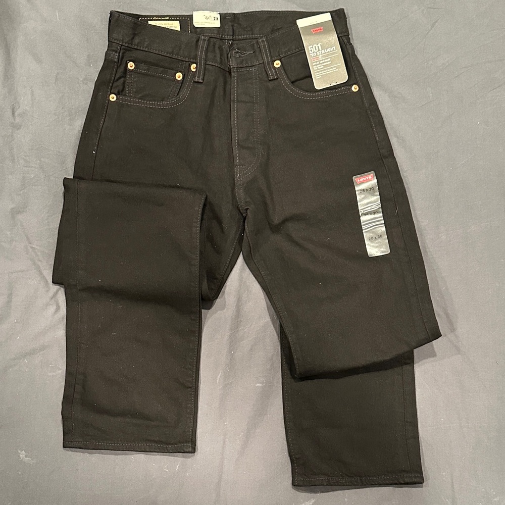 Levi's 501 93 Men's Straight Stretch Black Jeans 28x30